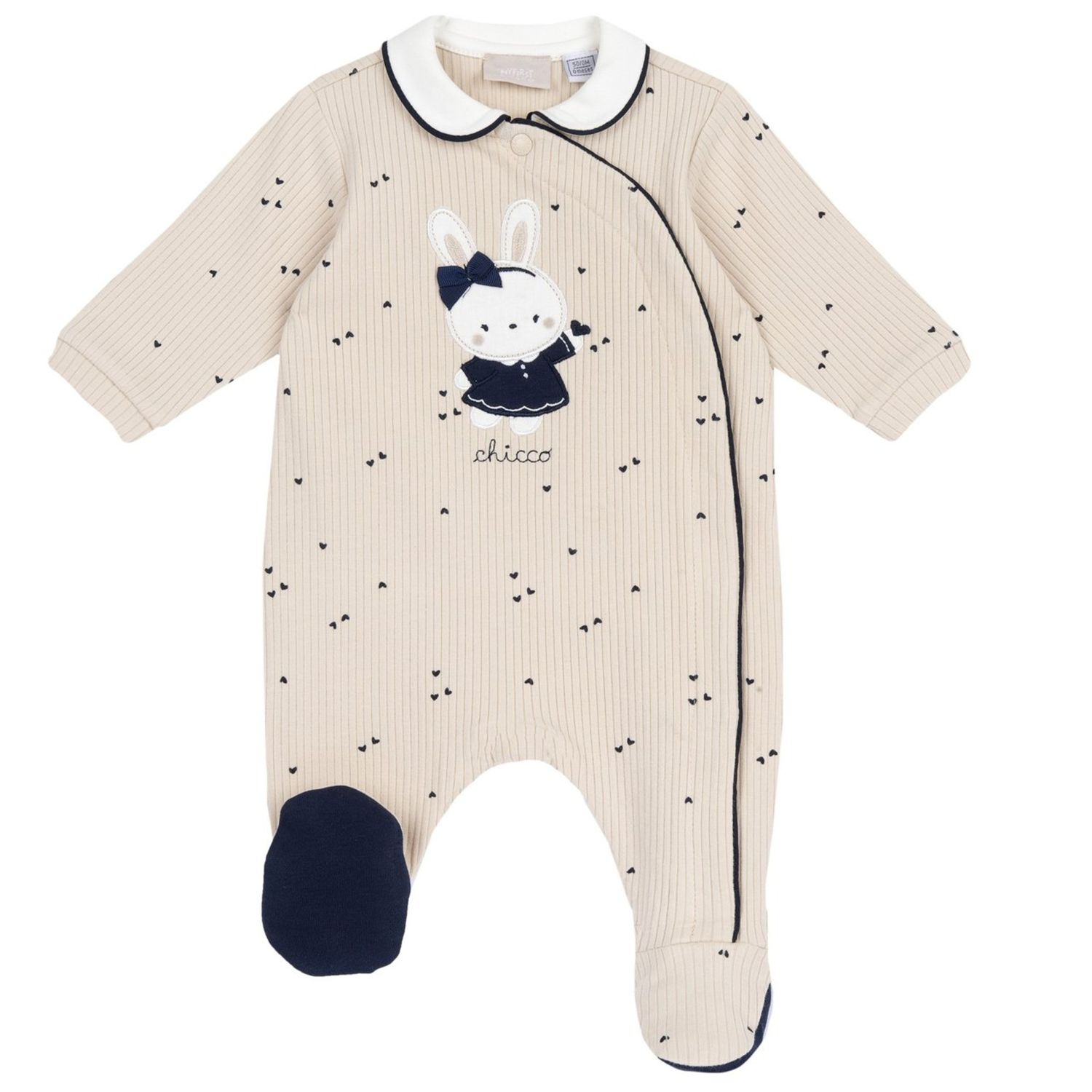 Tutina aperta davanti con coniglietta e all over cuoricini - chicco - Chicco