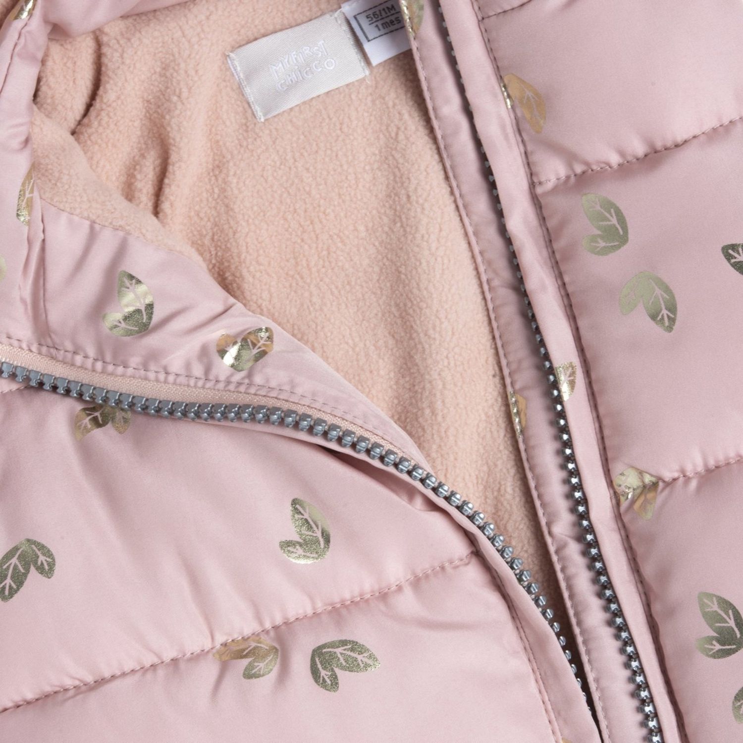 Giubbino con cappuccio staccabile e foglie oro - chicco - Chicco