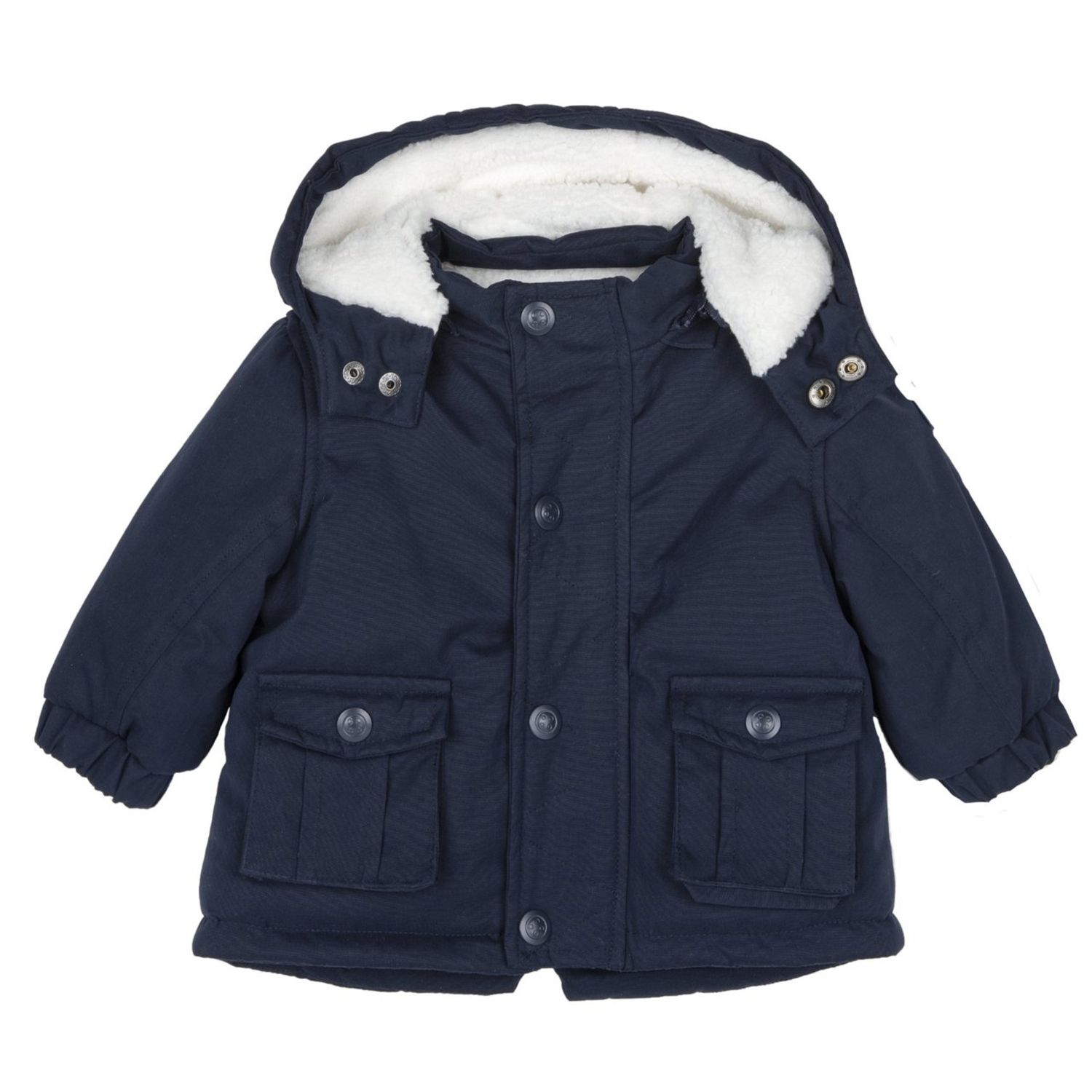 Parka blu lungo imbottito con cappuccio rimovibile - chicco - Chicco