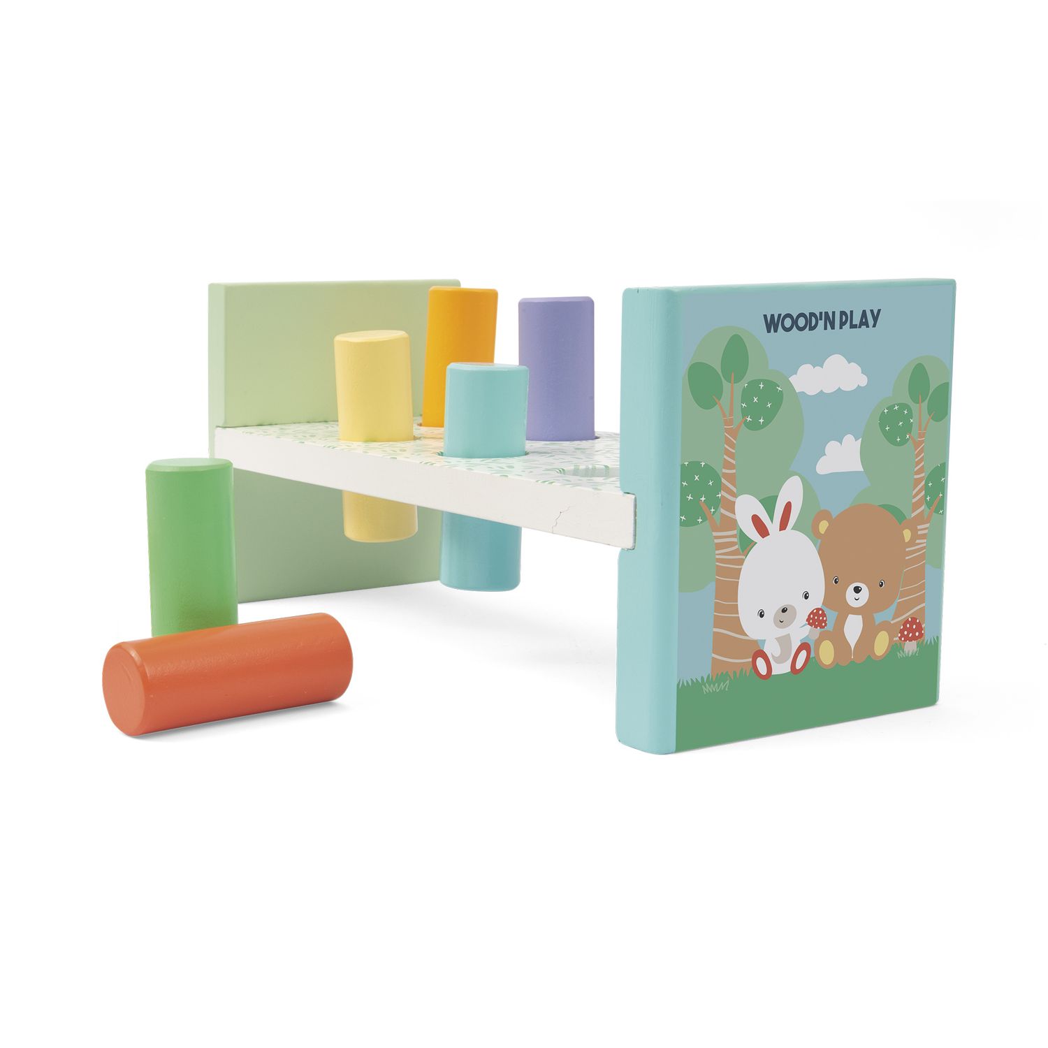 Banco gioco batti batti con martello e pioli colorati - Wood N'play