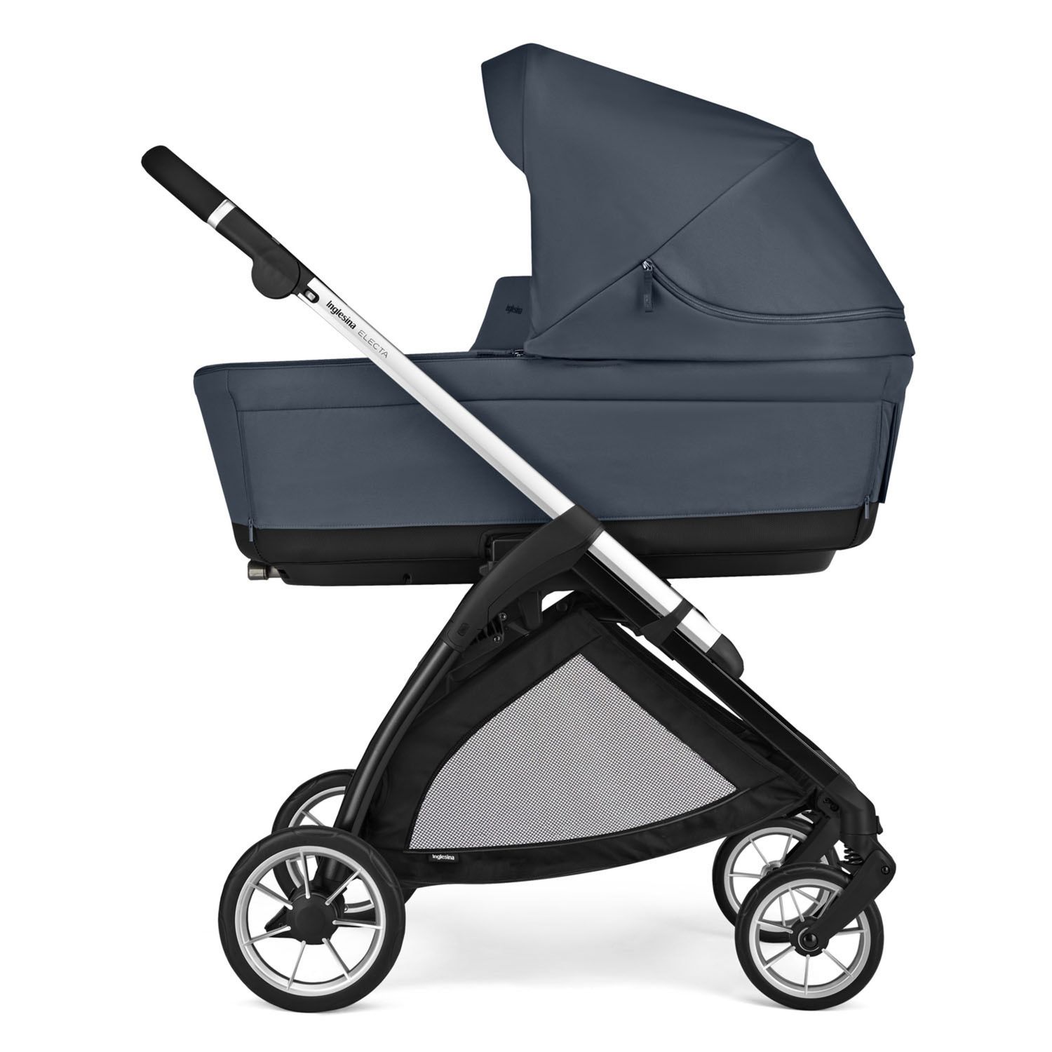 Electa system quattro colore hudson blue con telaio silver black e seggiolino darwin infant recline - inglesina - Inglesina