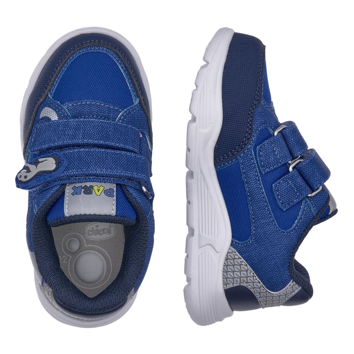 Sneaker fante blu con suola in eva con dettagli fluo dino - chicco - Chicco
