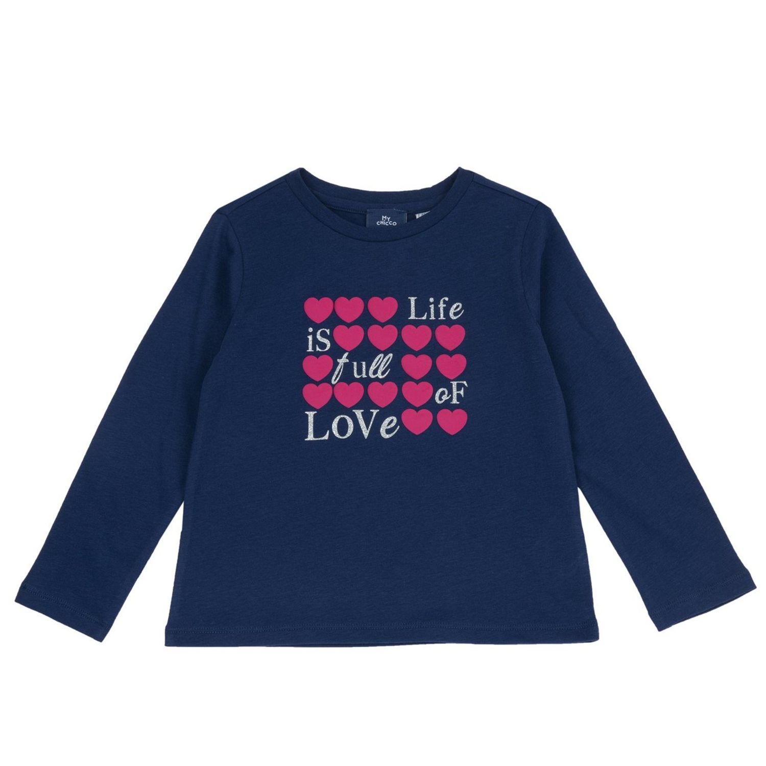 T.shirt m/l blu st cuori e scritte - chicco - Chicco