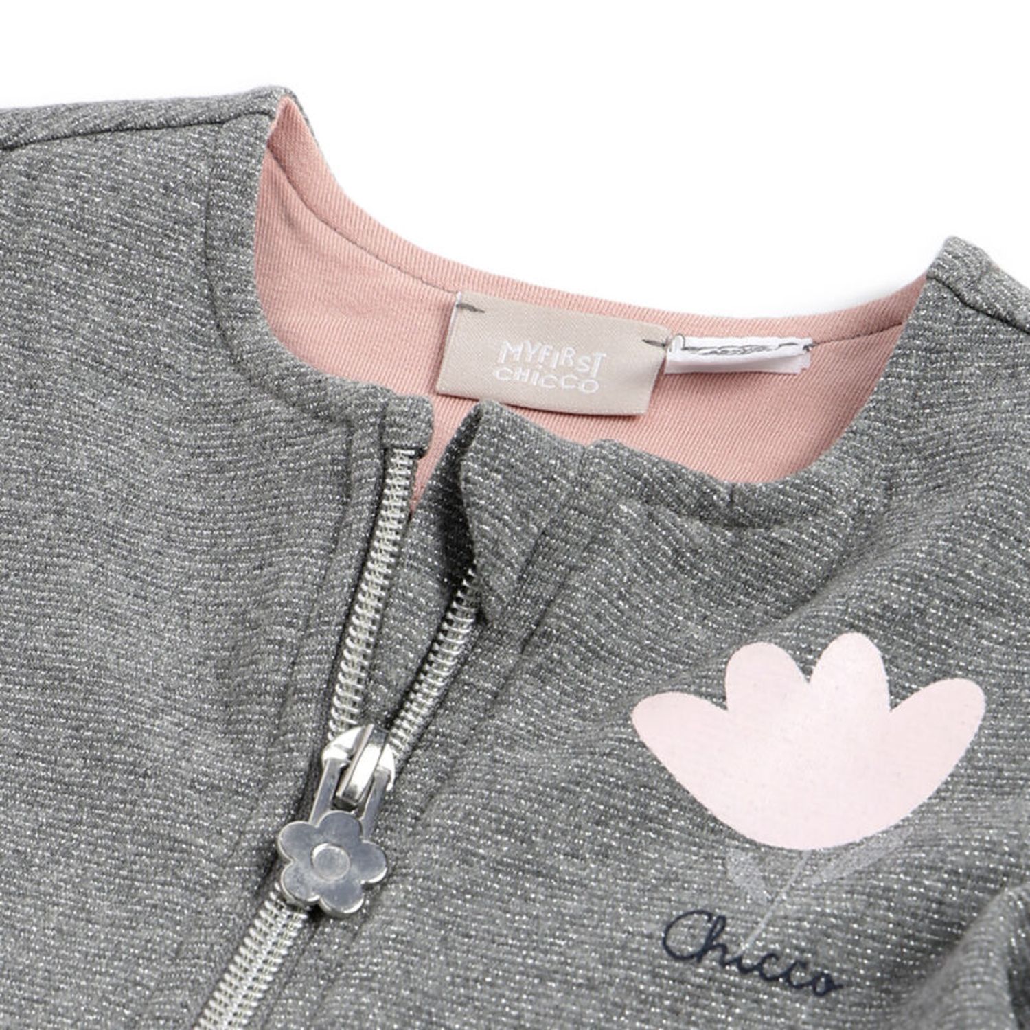 Felpa stampata grigia con zip in lurex - chicco - Chicco