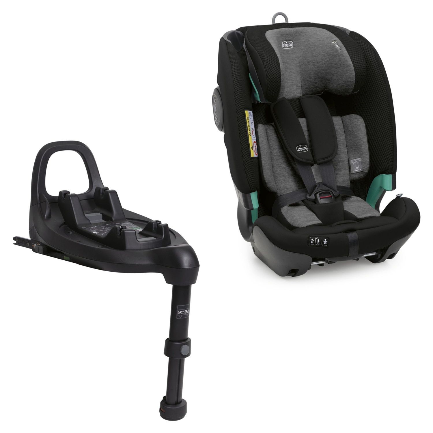 Seggiolino fulseat 360 black satin 61-150cm - chicco - Chicco