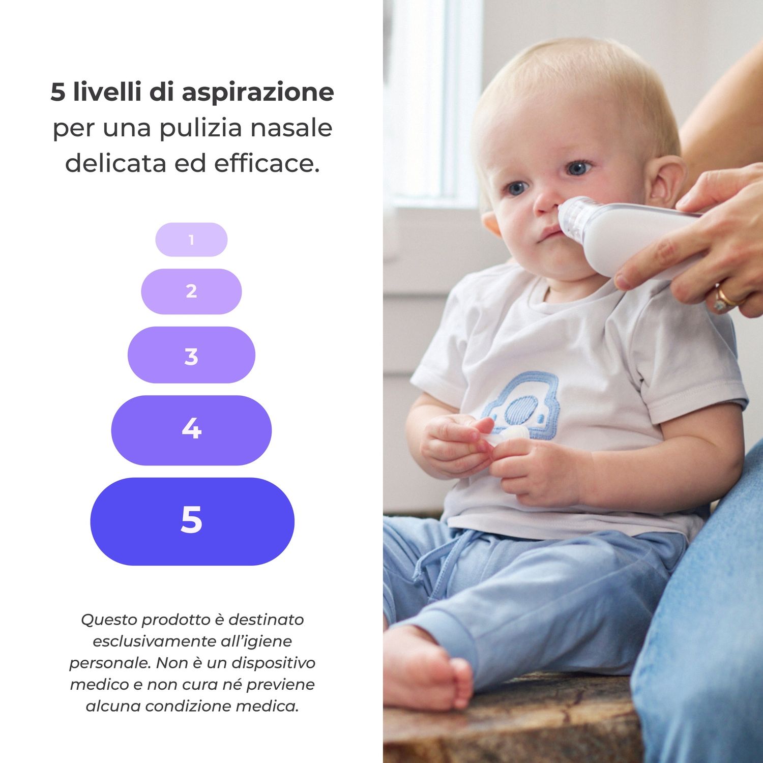 Aspiratore nasale elettrico con batteria ricaricabile nuvitamed - Nuvita