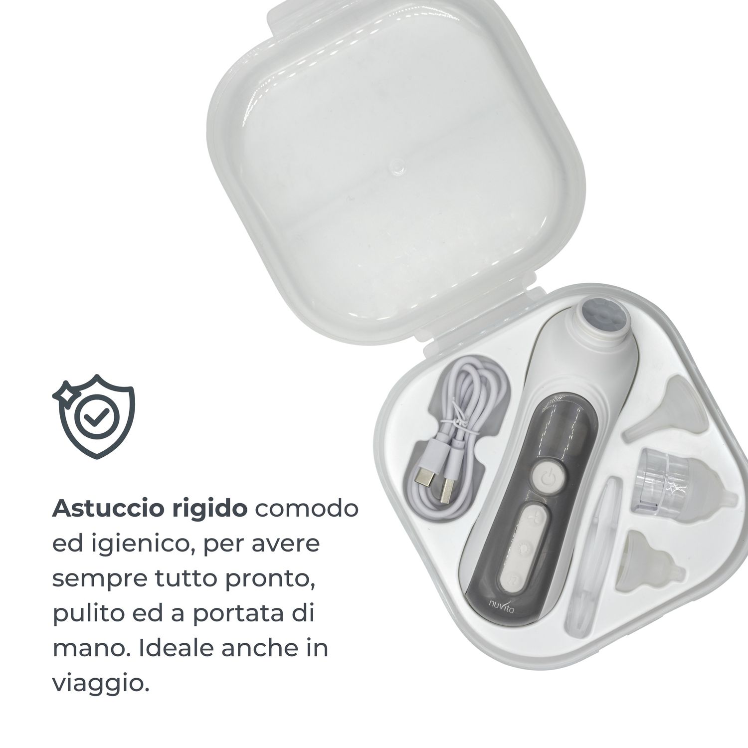 Aspiratore nasale elettrico con batteria ricaricabile nuvitamed - Nuvita