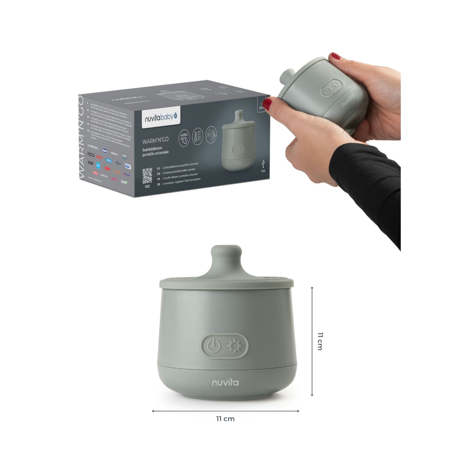 Scaldabiberon portatile universale warm'n'go 1162   - sage green - nuvita - Nuvita