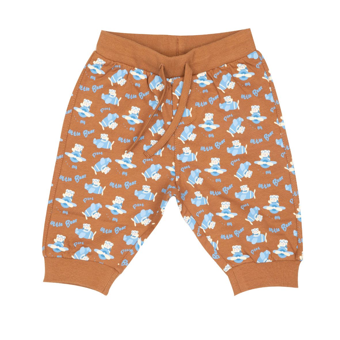 Pantalone french terry bimbo marrone stampato - Mawi