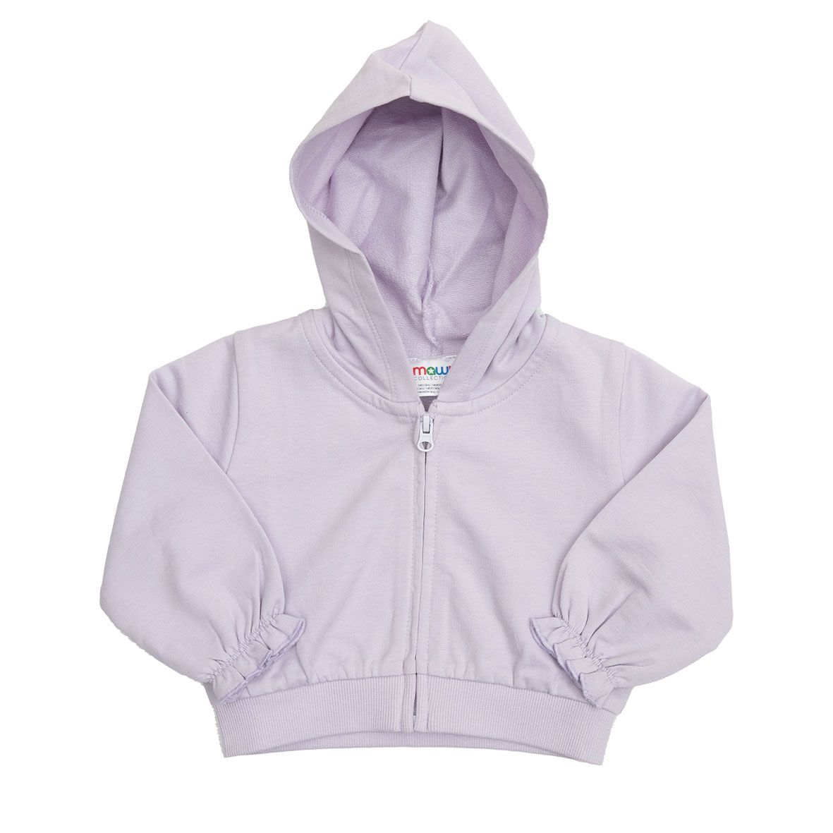 Felpa french terry con zip e cappuccio bimba rosa stampata - Mawi