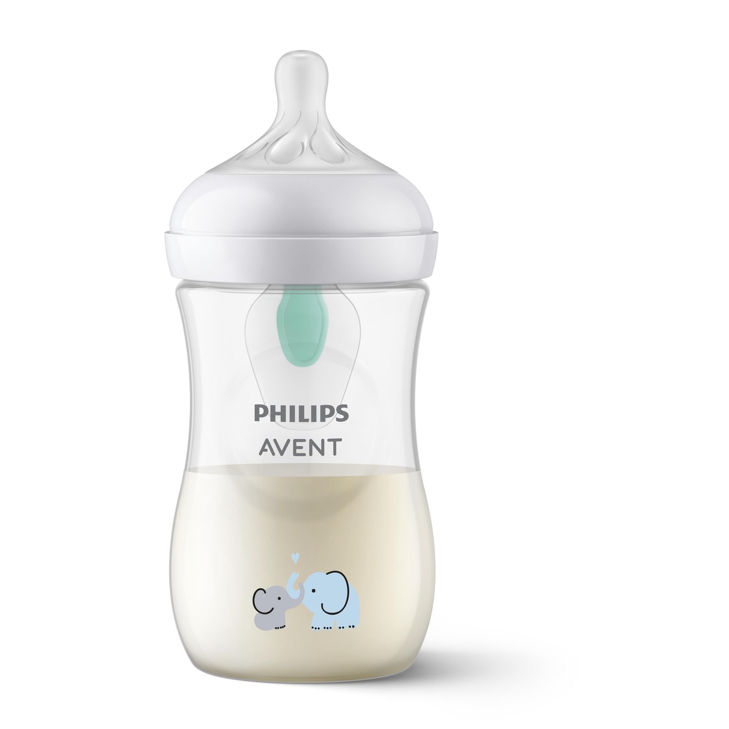 Biberon natural con tettarella a risposta naturale e valvola airfree decorazione elefanti da 260 ml 1m+ | senza bpa - philips avent - Avent