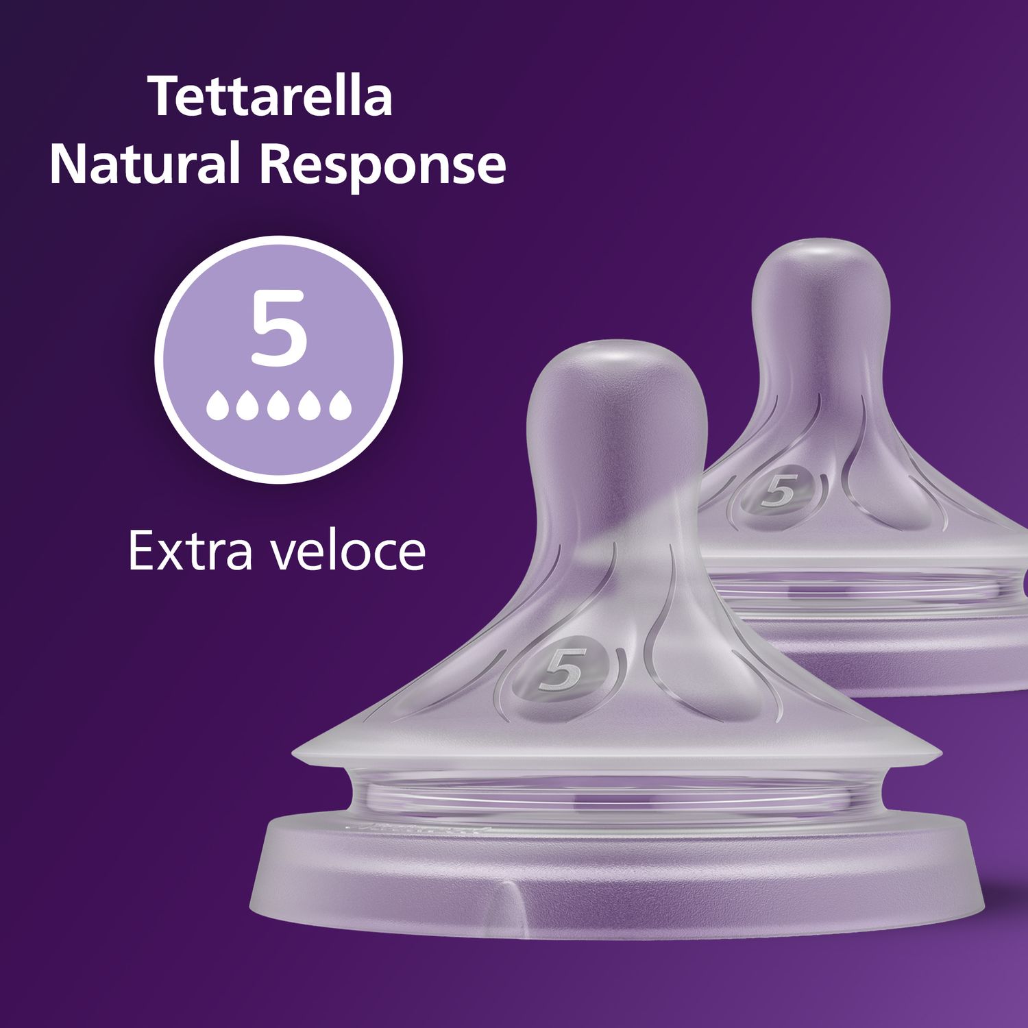 Tettarella natural response flusso 5 (extra-veloce). età consigliata: 6m+. 2pz scy965/02 tettraelle per biberon - philips avent - Avent