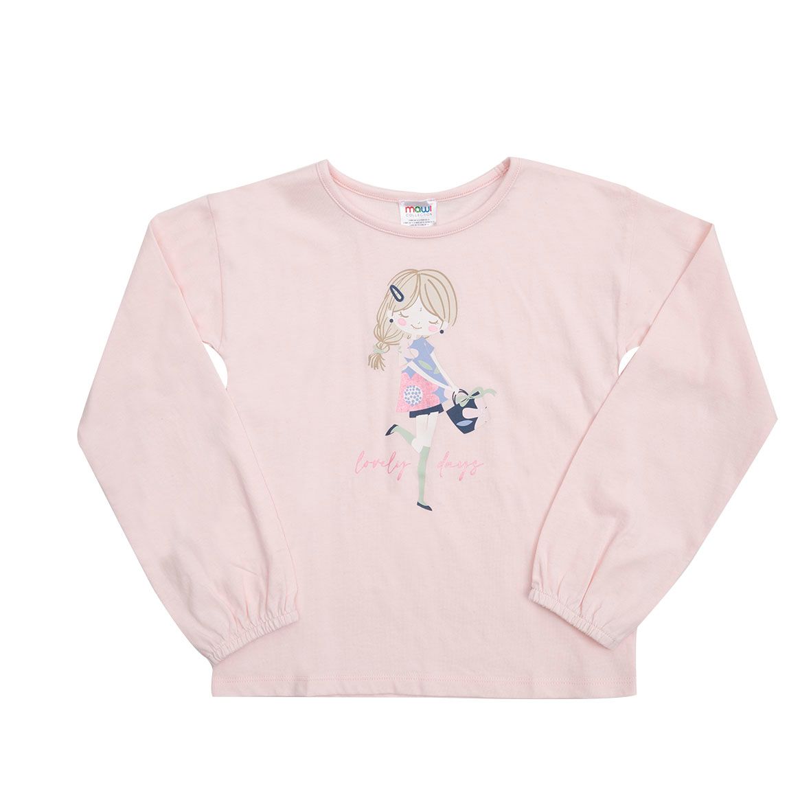 Maglia jersey manica lunga bimba rosa stampata - Mawi