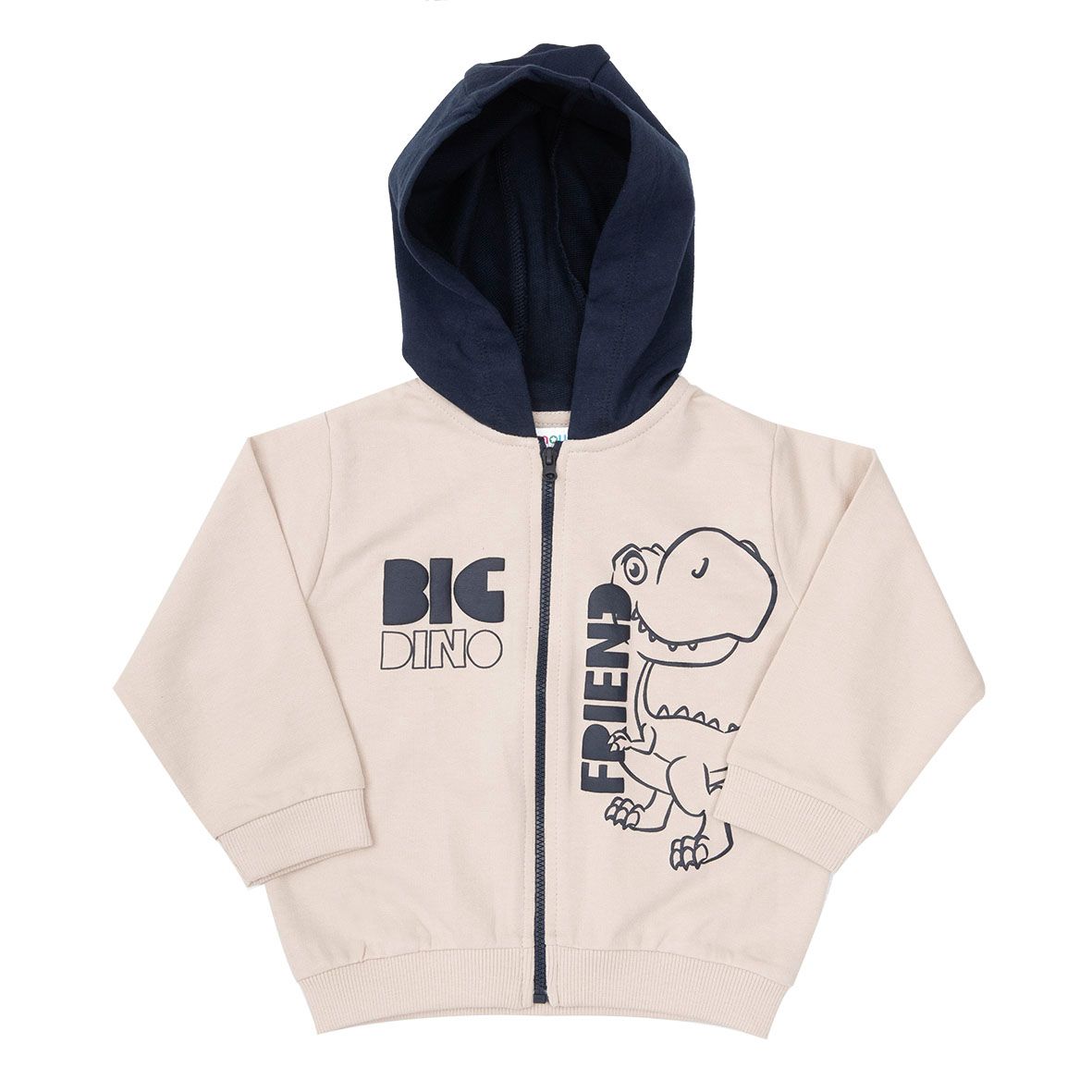 Felpa con zip e cappuccio bimbo bianca "dino" - Mawi