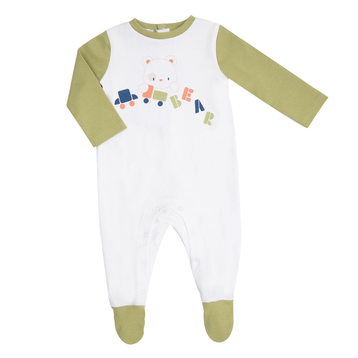 Tutina neonato bianco/verde orsetto - Mawi