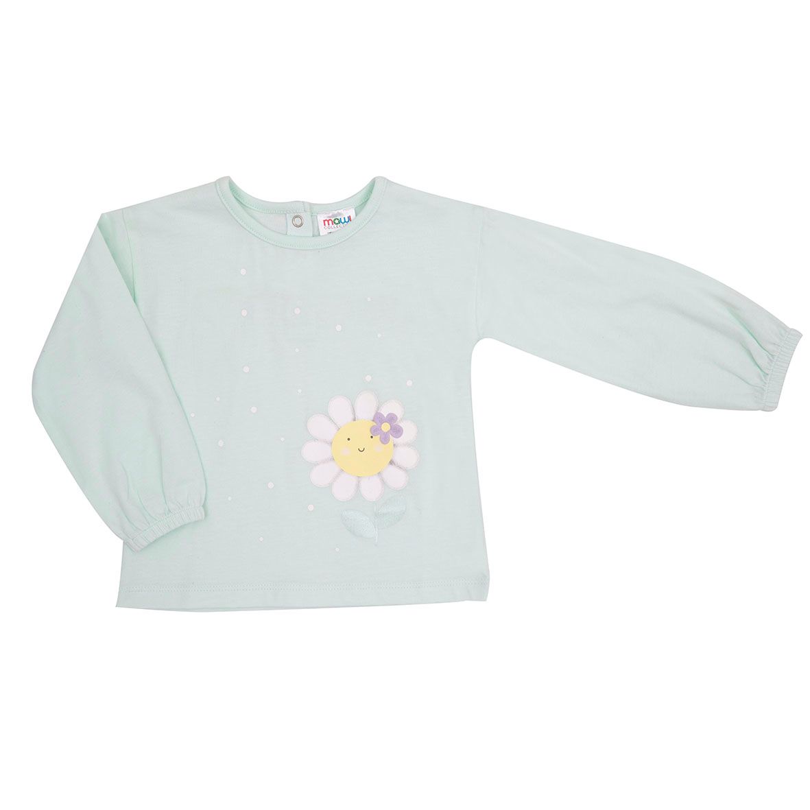 Maglia bimba verde chiaro stampa margherite - Mawi