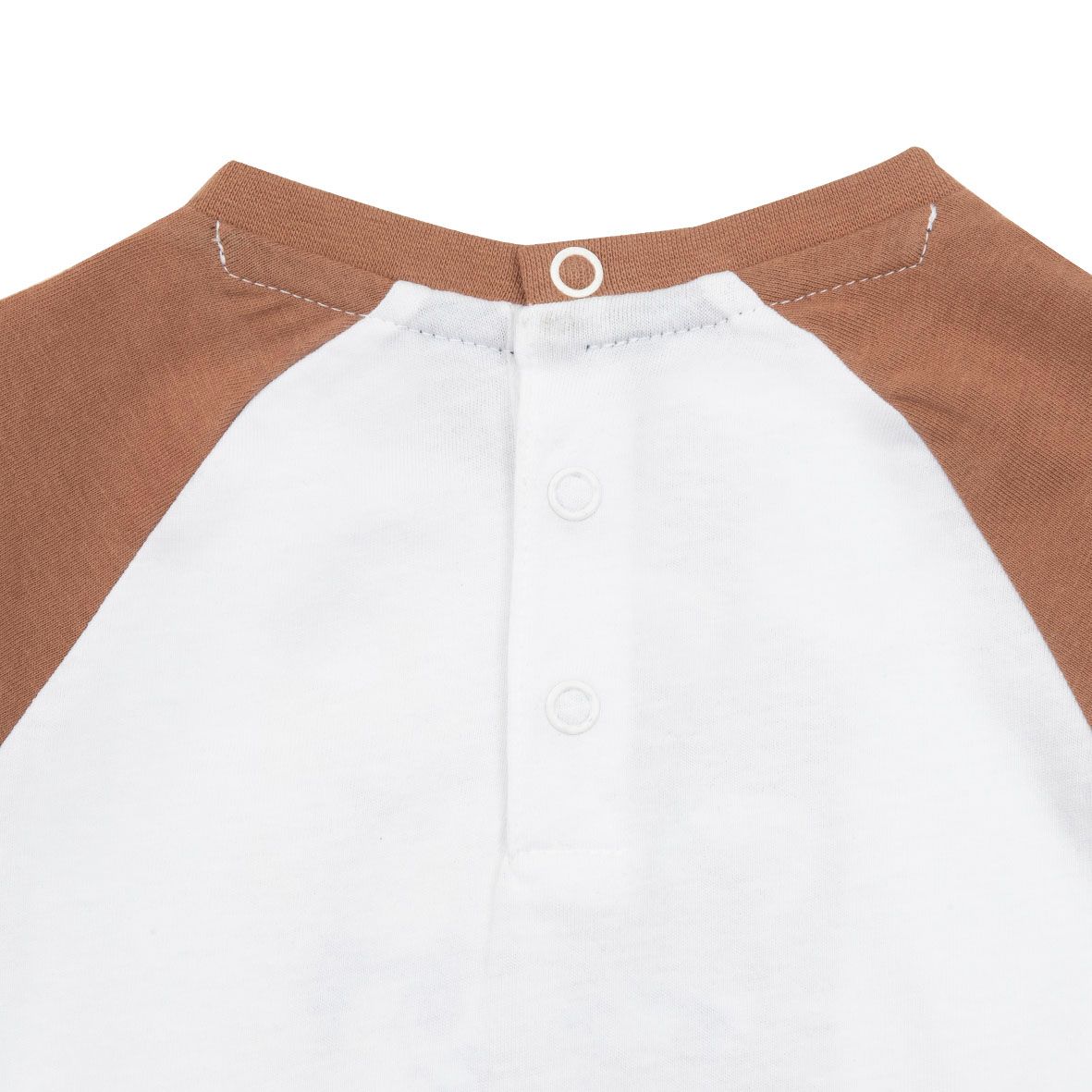 Maglia jersey raglan bimbo bicolor bianca/marrone - Mawi