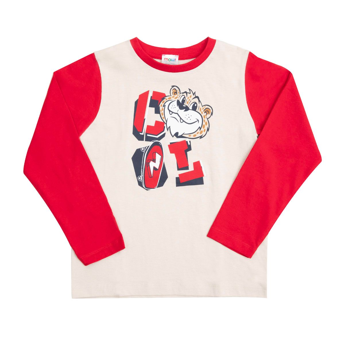 Maglia jersey raglan bimbo bicolor bianca/rosso - Mawi