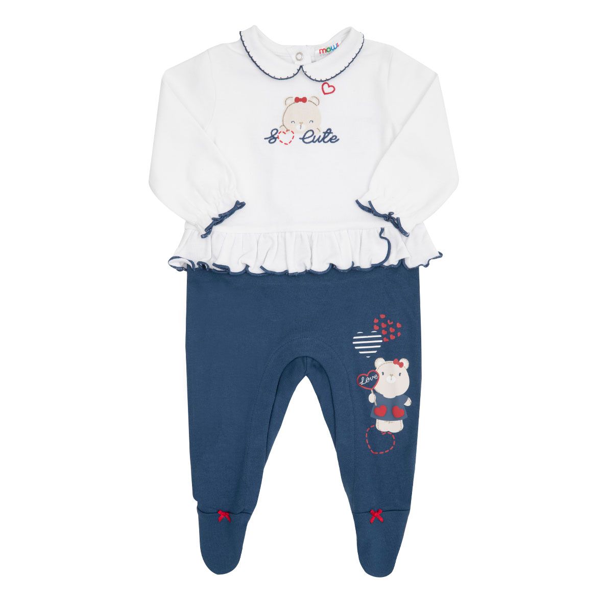 Tutina neonata finto 2 pezzi con balza - Mawi