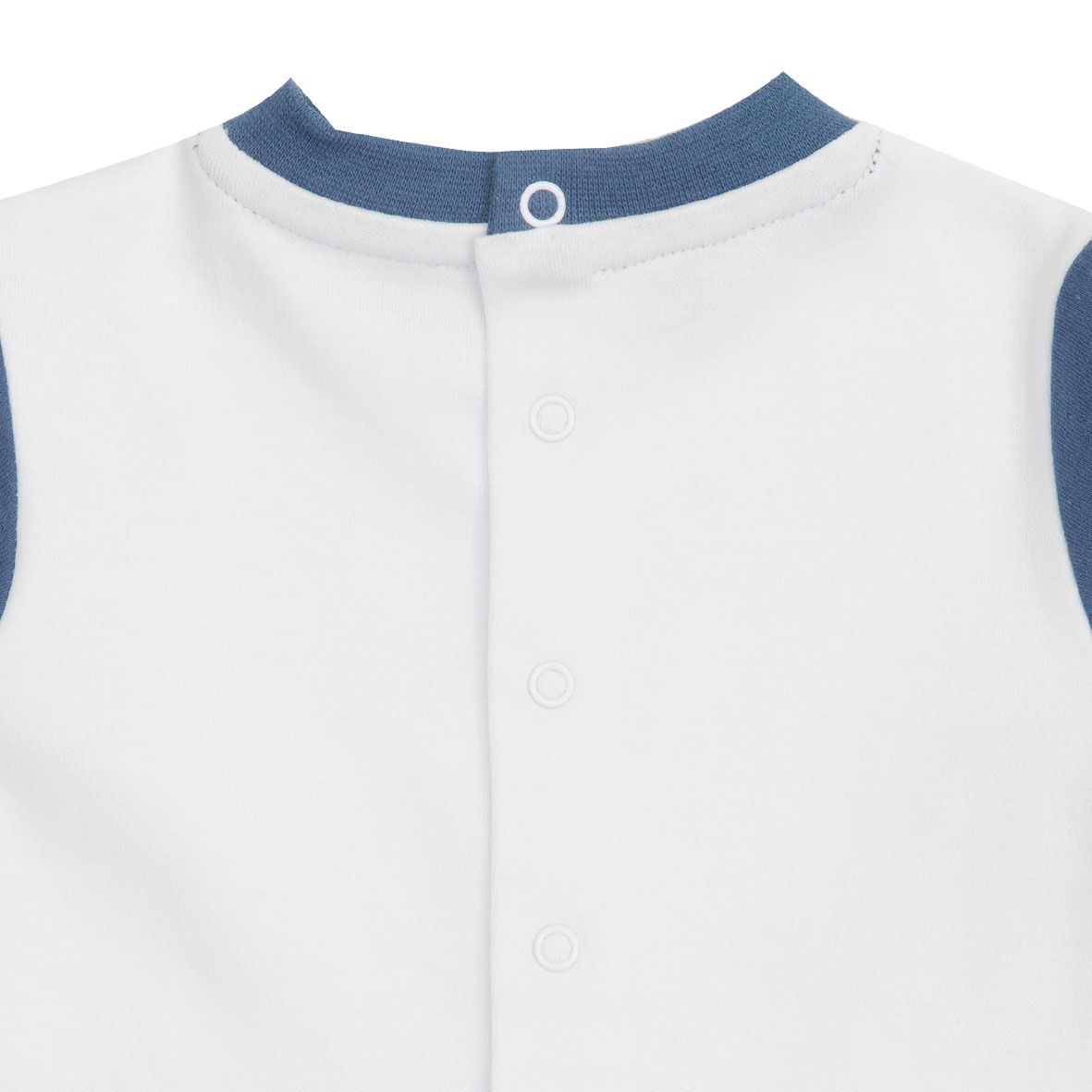 Tenera tutina interlock bimbo bianca/blu con stampa - Mawi