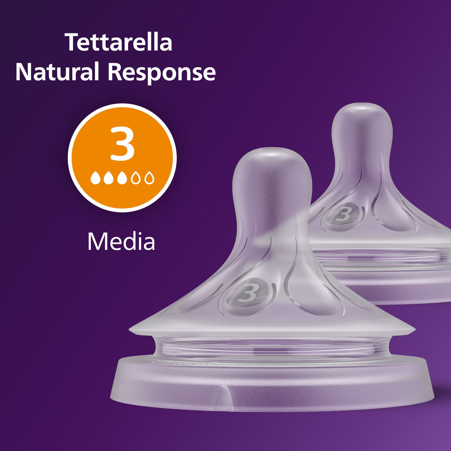Tettarella natural response flusso 3 (medio). età consigliata: 3-6m. 2pz scy963/02 tettraelle per biberon - philips avent - Avent