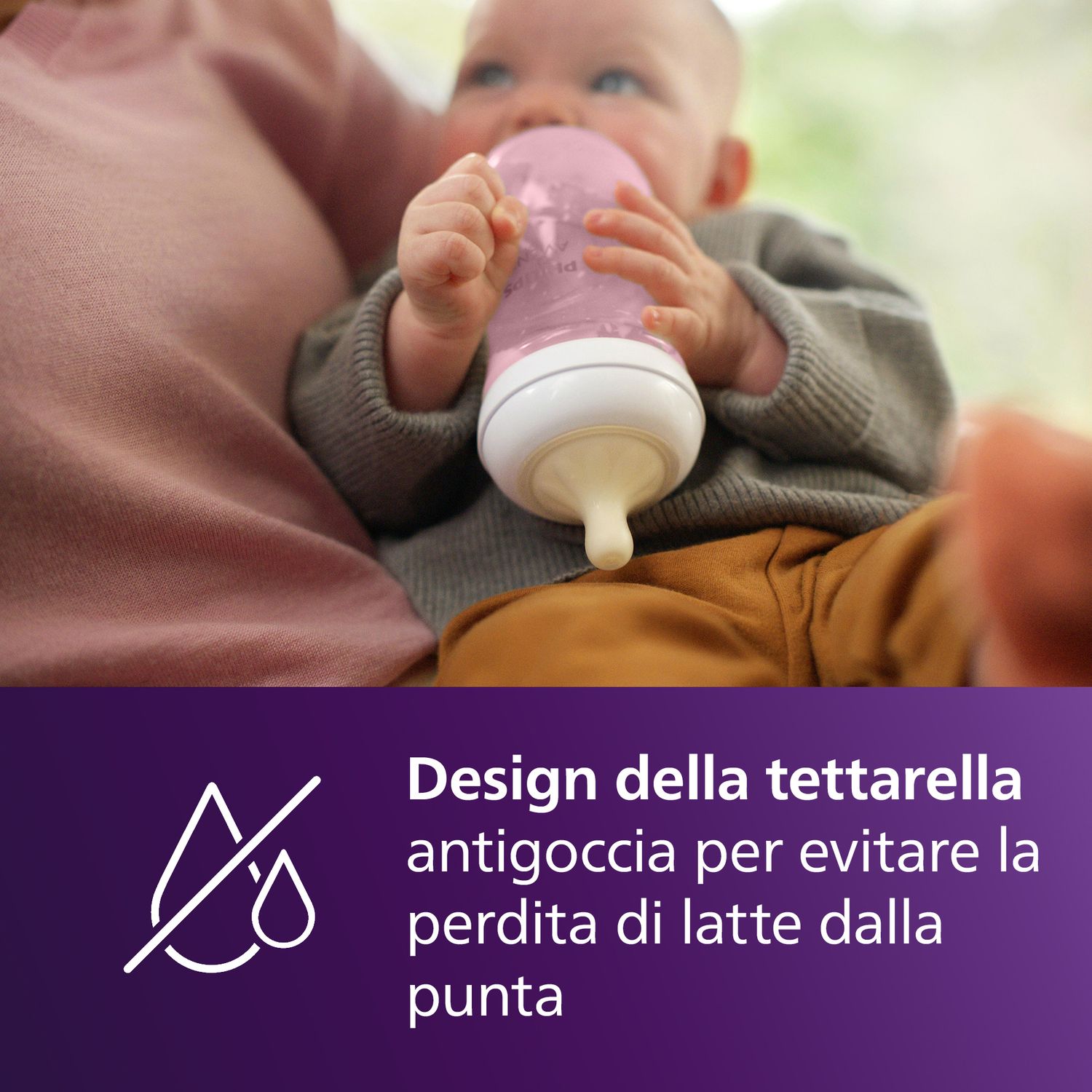 Biberon natural response rosa 260 ml, con tettarella flusso 3 (medio). età consigliata: 3-6m. biberon 1 pz: scy903/11 - philips avent - Avent