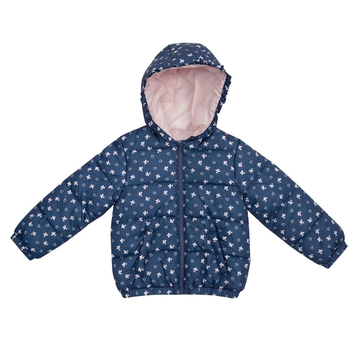 Giubbino imbottito con cappuccio bimba blue stampato - Mawi