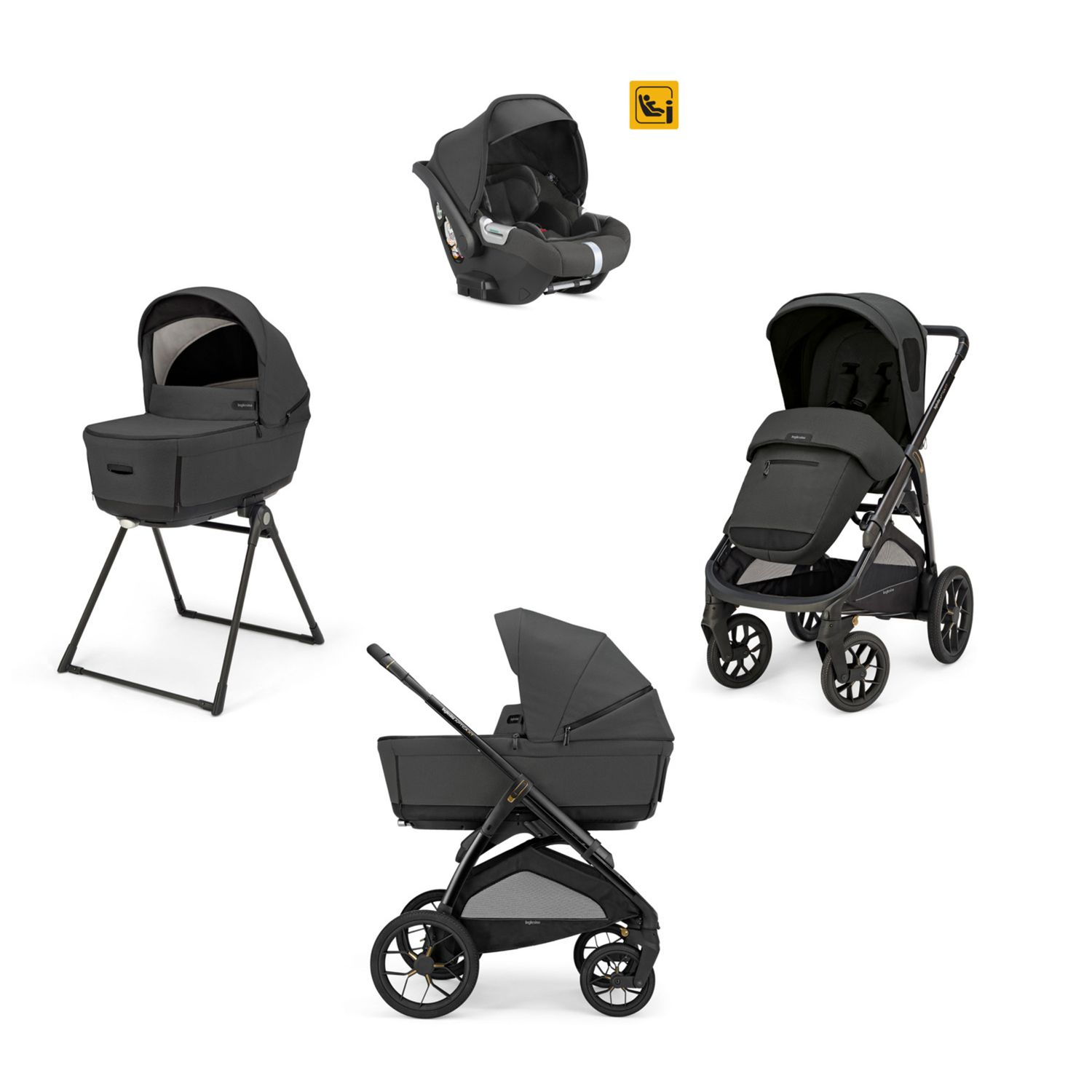 Aptica xt system quattro colore magnet grey con telaio nero e seggiolino auto darwin infant - inglesina - Inglesina