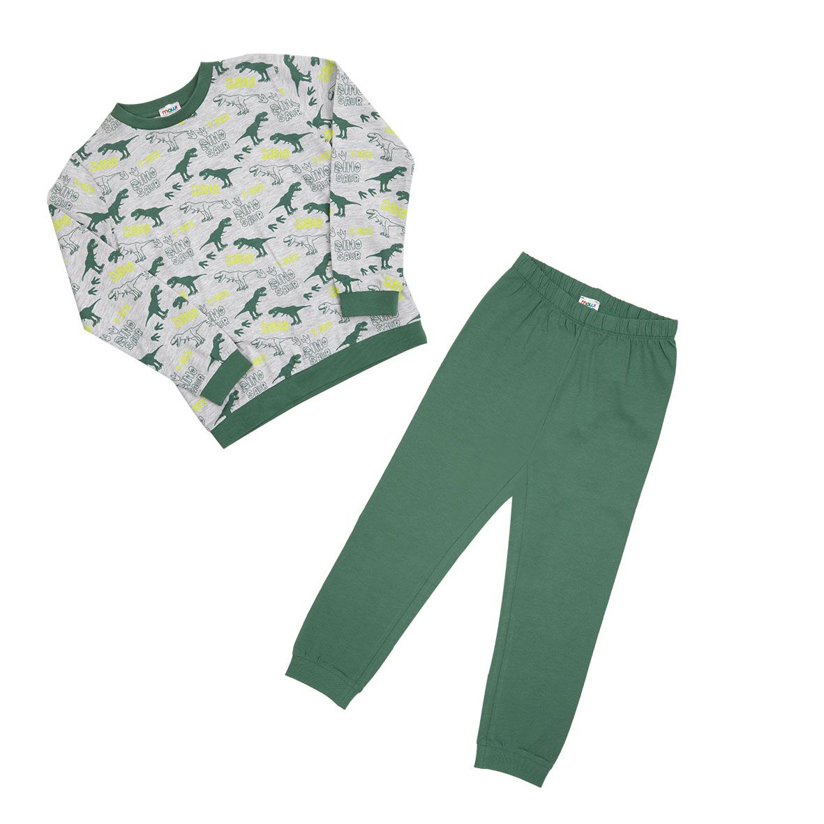Pigiama bambino girigio/verde dino - Mawi