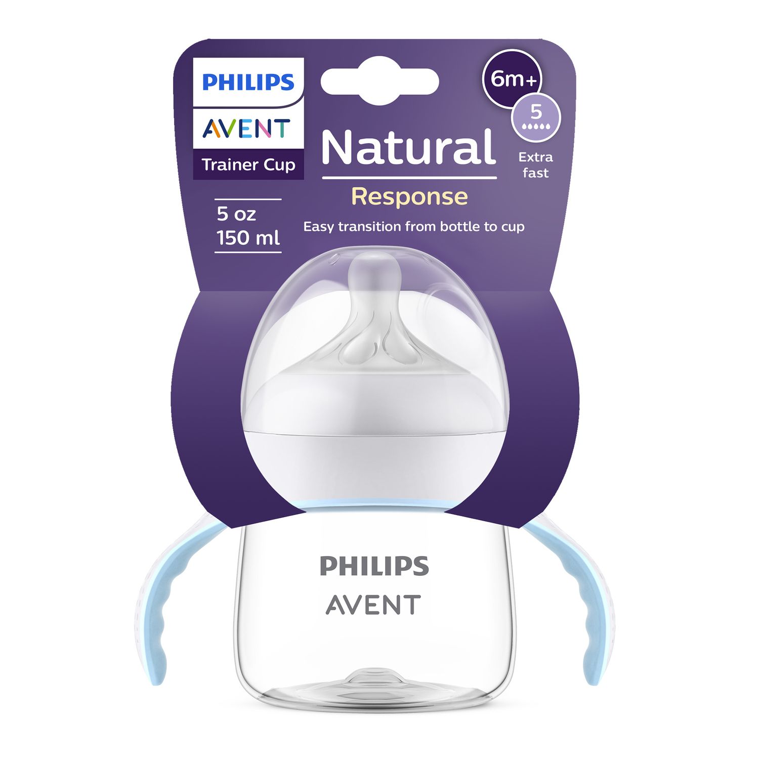 Bicchiere evolutivo natural response 125 ml, con tettarella flusso 5 (extra-veloce). età consigliata: 6m+. tazza biberon 1 pz - philips avent - Avent