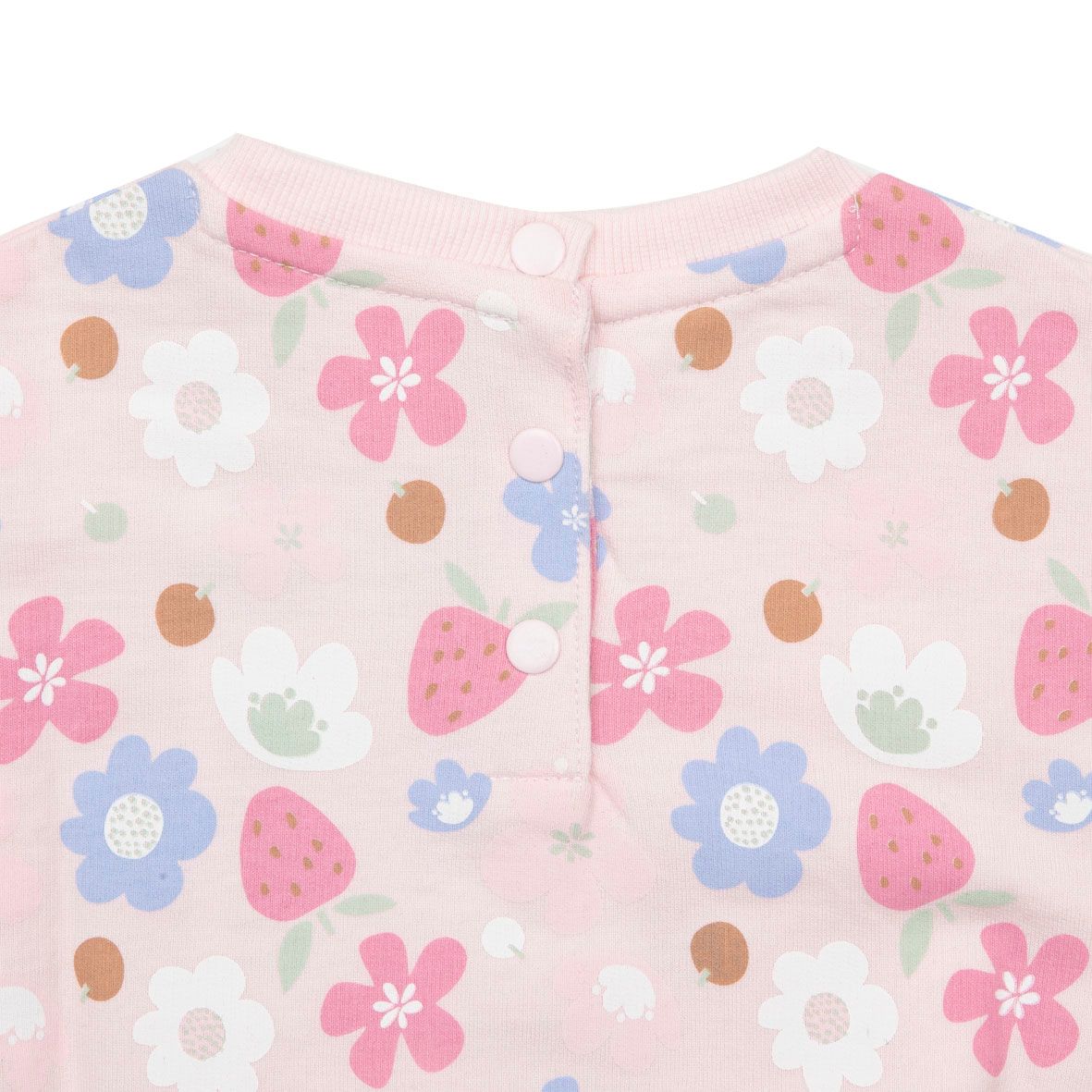 Maglia felpata manica lunga bimba rosa con stampa floreale - Mawi