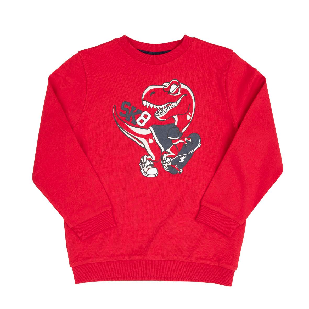 Felpa leggera rossa bambino stampa t-rex - Mawi