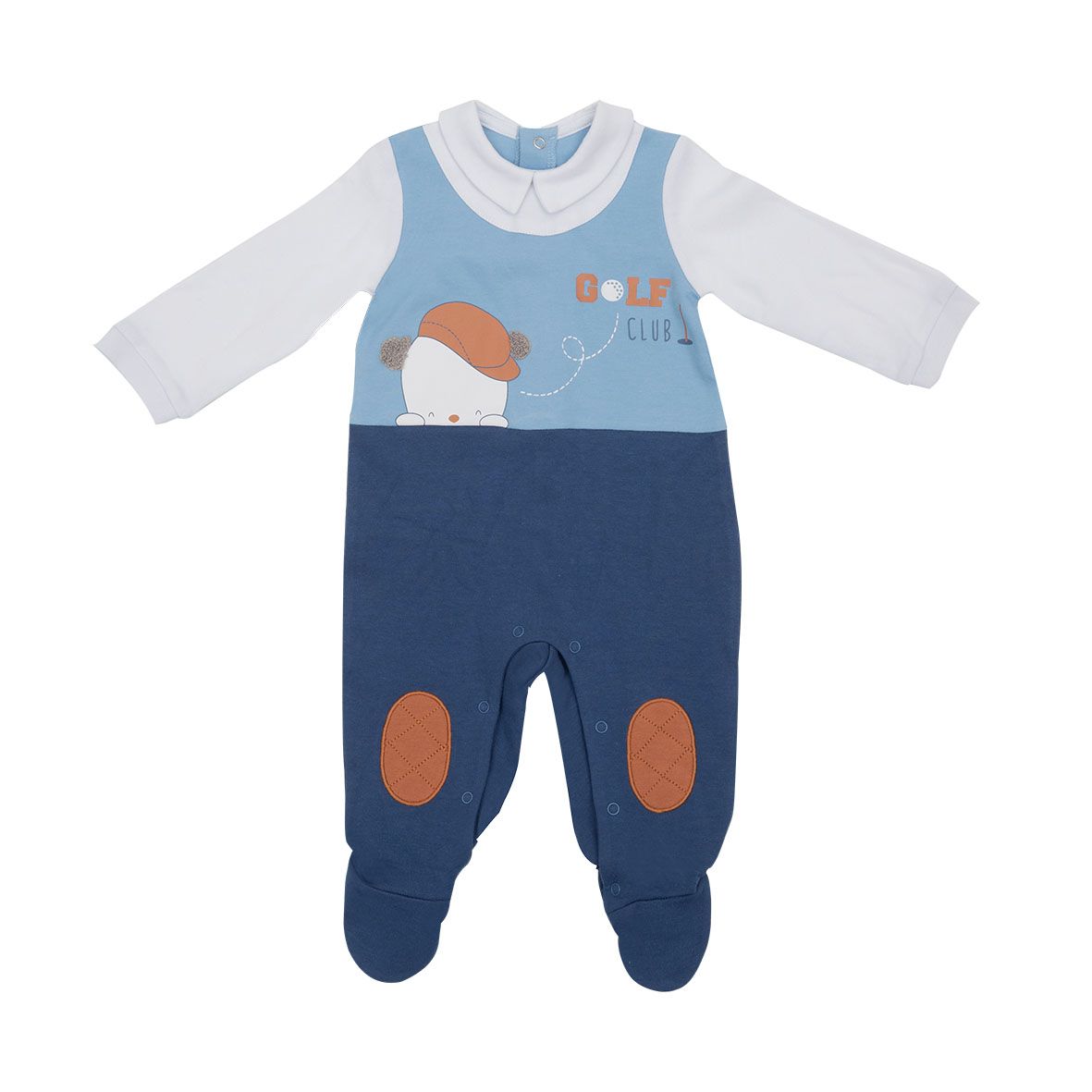 Tenera tutina interlock bimbo finto due pezzi blu/azzurro - Mawi