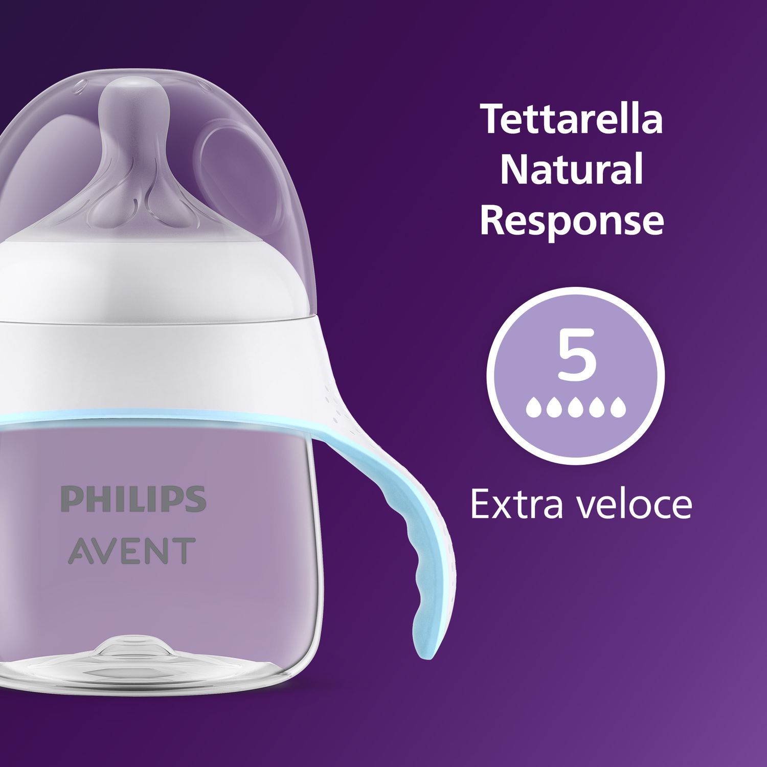 Bicchiere evolutivo natural response 125 ml, con tettarella flusso 5 (extra-veloce). età consigliata: 6m+. tazza biberon 1 pz - philips avent - Avent