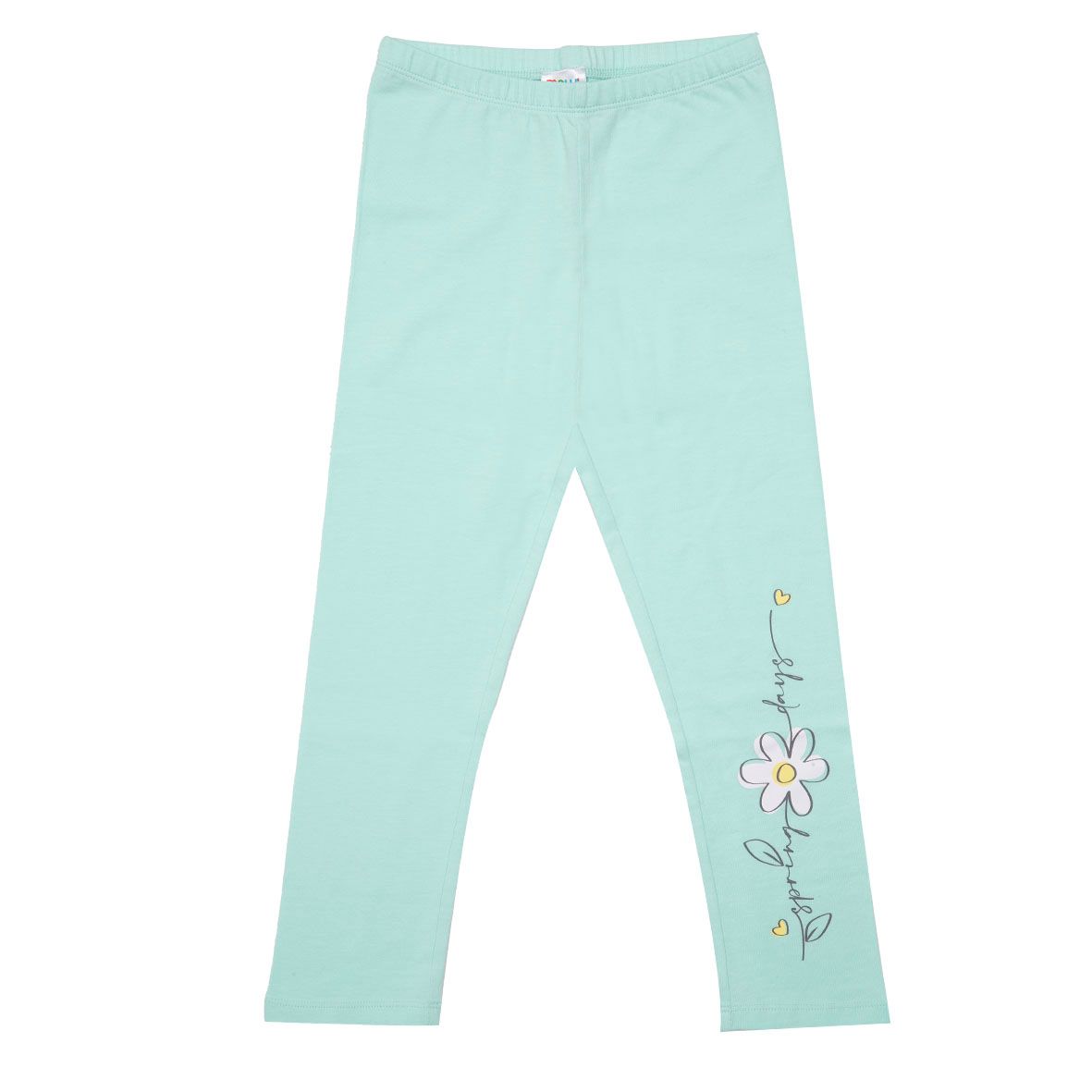Legging stretch bimba verde stampa fiore - Mawi