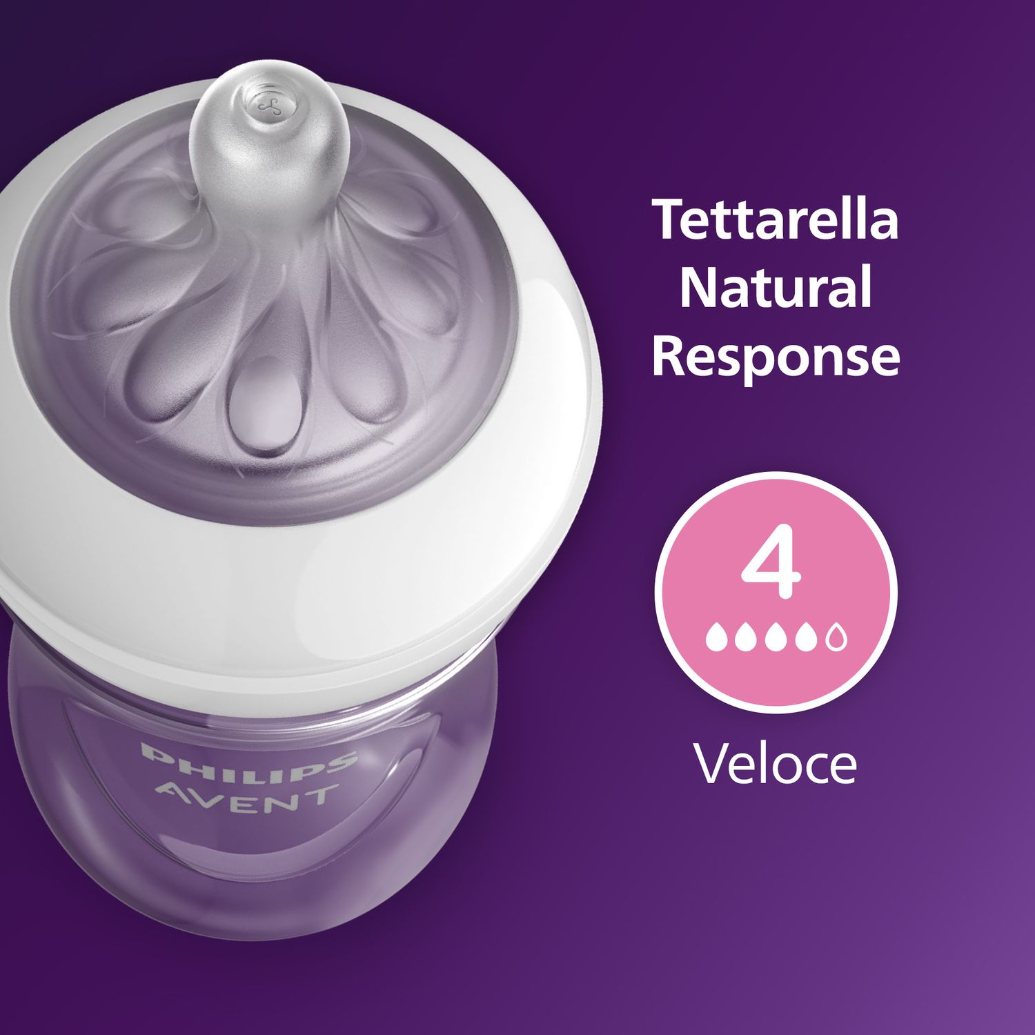 Biberon natural response 330 ml, con tettarella flusso 4 (veloce). età consigliata: 6m+. biberon 1 pz: scy906/01 - philips avent - Avent