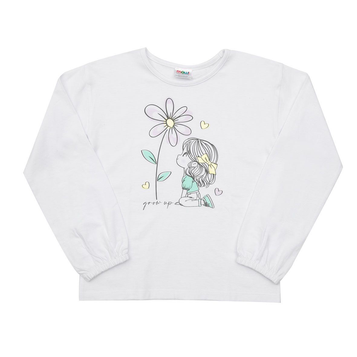 Maglia jersey manica lunga bimba bianca stampata - Mawi