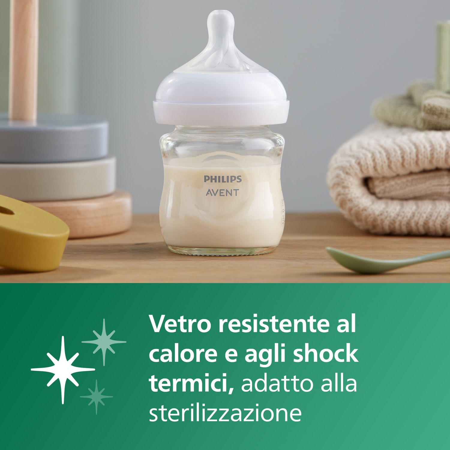 Biberon natural response in vetro 120 ml, con tettarella flusso 2 (lento). età consigliata: 0-3m. biberon 1 pz: scy930/01 - philips avent - Avent