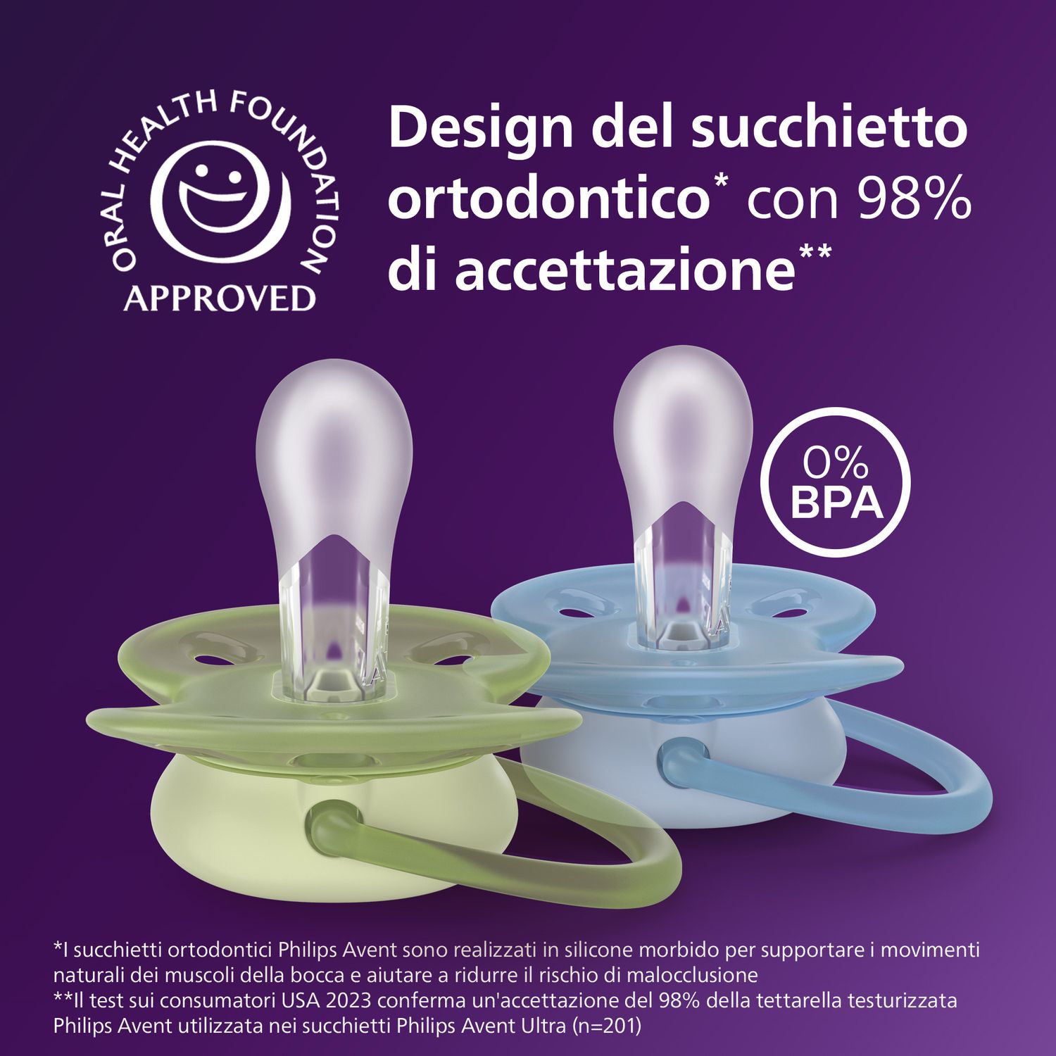 Succhietti ultra soft 0-6m pastello blu e verde, a base vegetale - set da 2 ciucci - philips avent - Avent