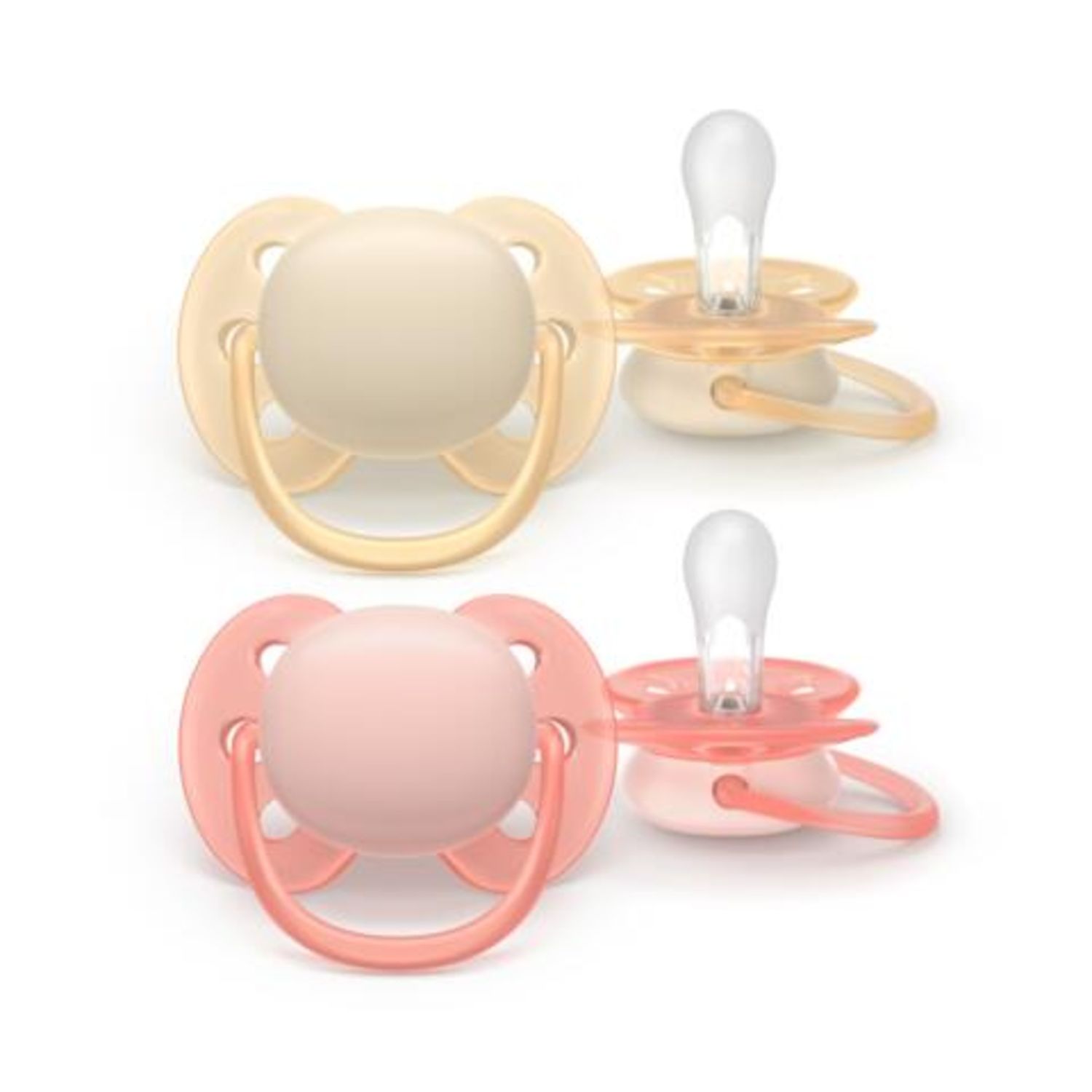 Succhietti ultra soft 0-6m pastello crema e rosa, a base vegetale - set da 2 ciucci - philips avent - Avent