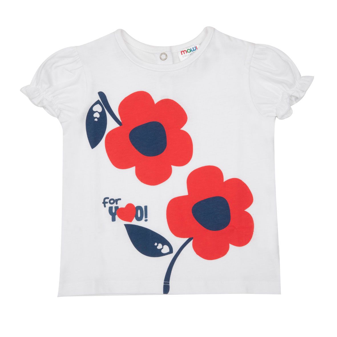 T-shirt jersey bimba bianca stampa floreale - Mawi