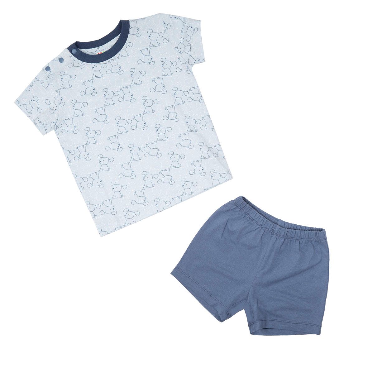 Pigiama estivo due pezzi bimbo blu stampato - Mawi