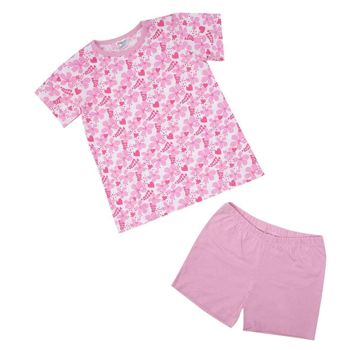 Pigiama estivo due pezzi bimba rosa floreale - Mawi