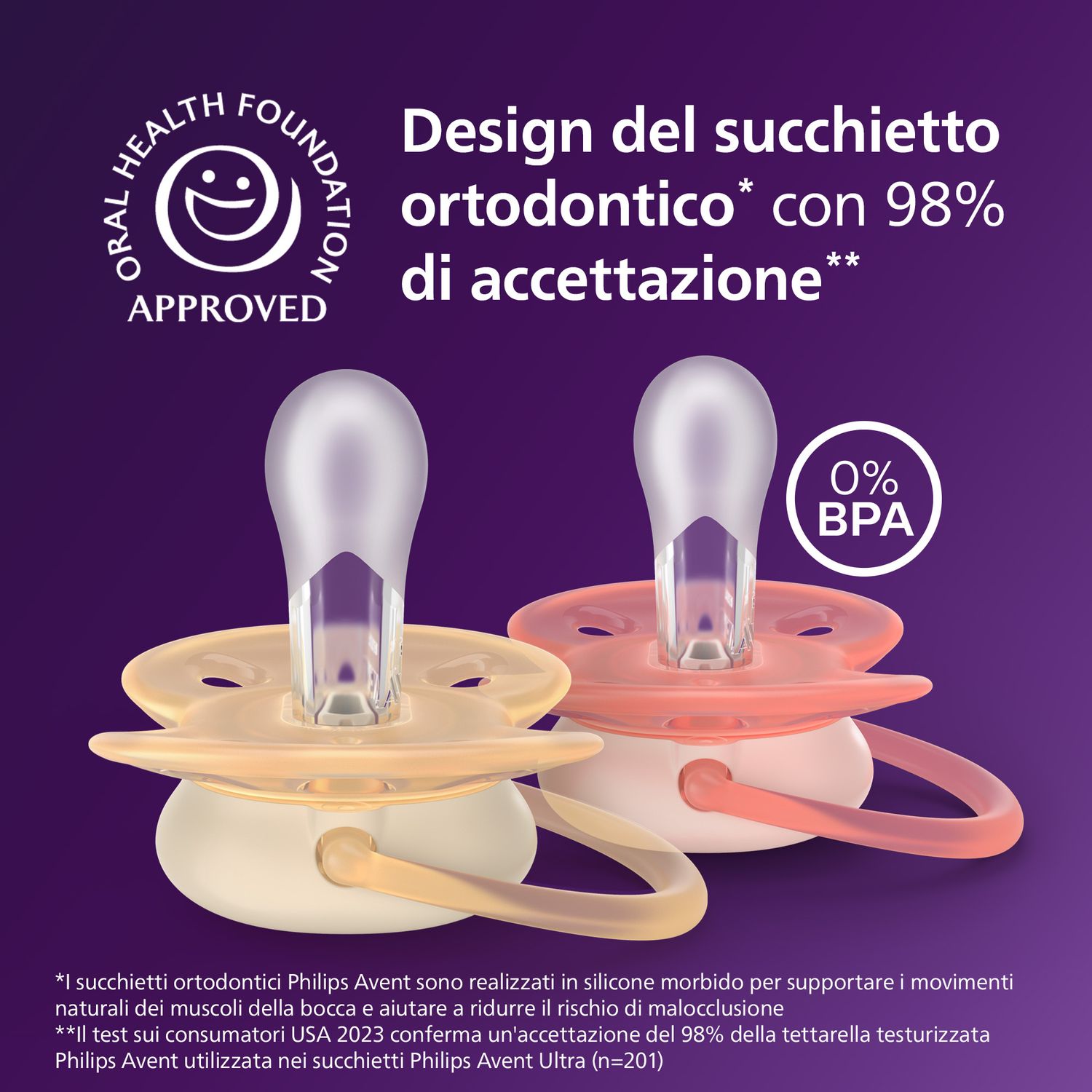 Succhietti ultra soft 0-6m pastello crema e rosa, a base vegetale - set da 2 ciucci - philips avent - Avent