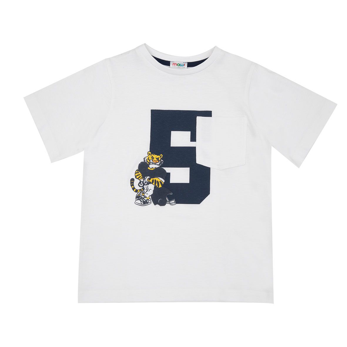 T-shirt jersey bimbo bianca stampa "tiger" - Mawi