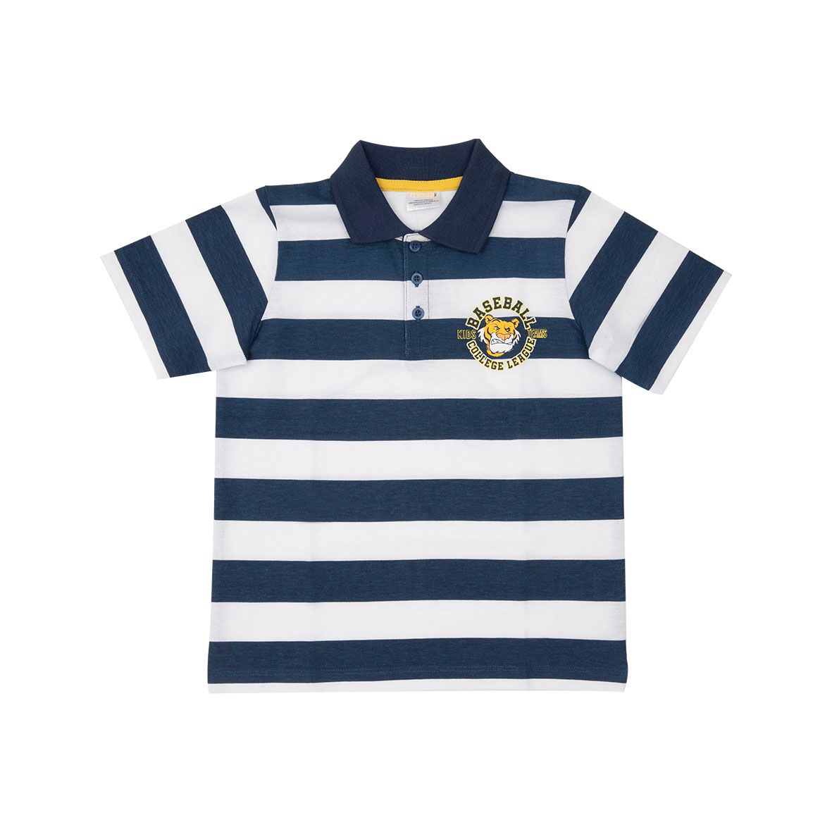 Polo piquet bimbo bianca righe blu "tiger" - Mawi