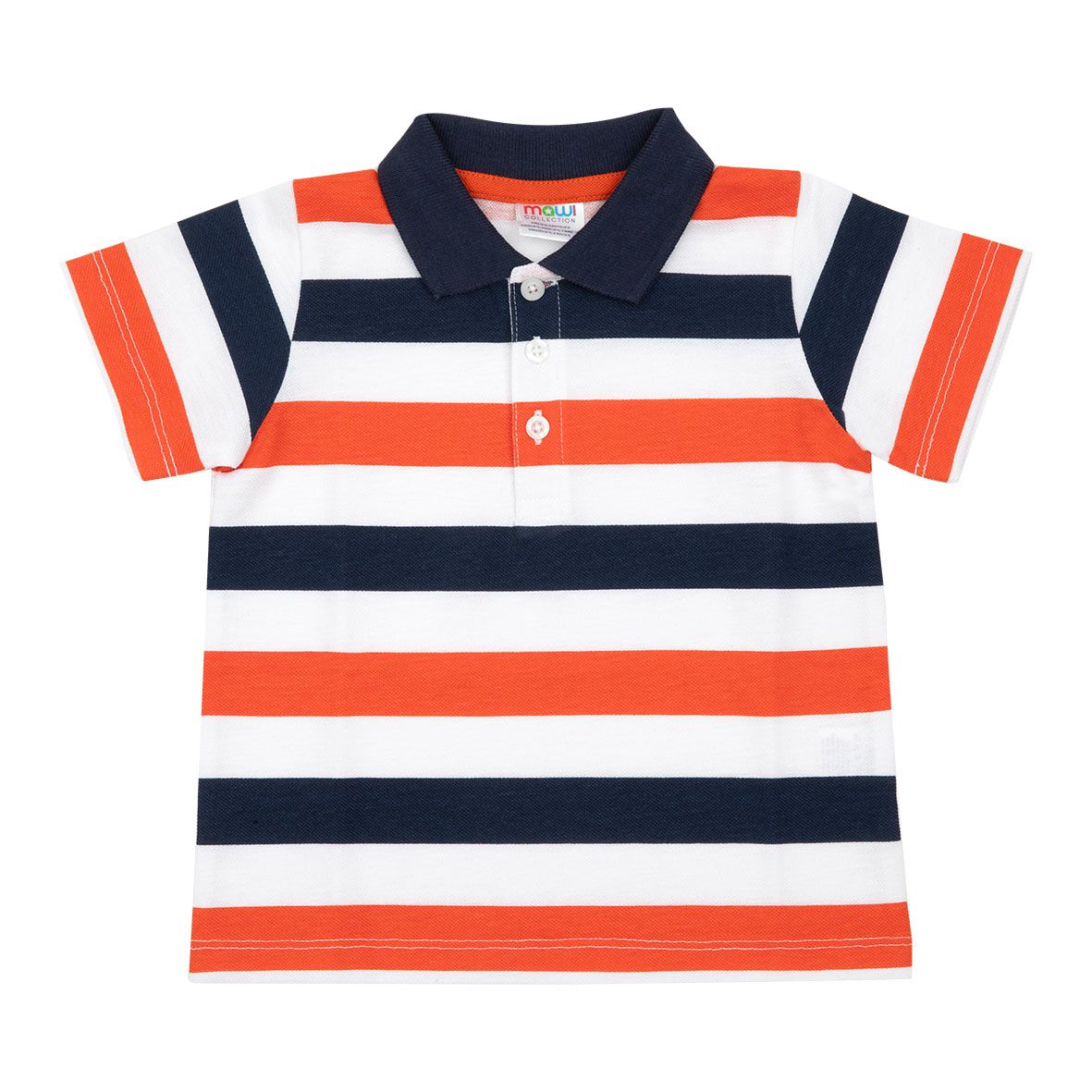 Polo manica corta bimbo a righe blu/arancio - Mawi