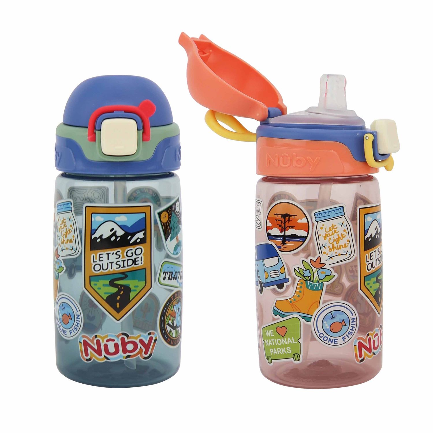 Borraccia 415 ml in pp con beccuccio e cannuccia 4+ anni - nuby - Nuby