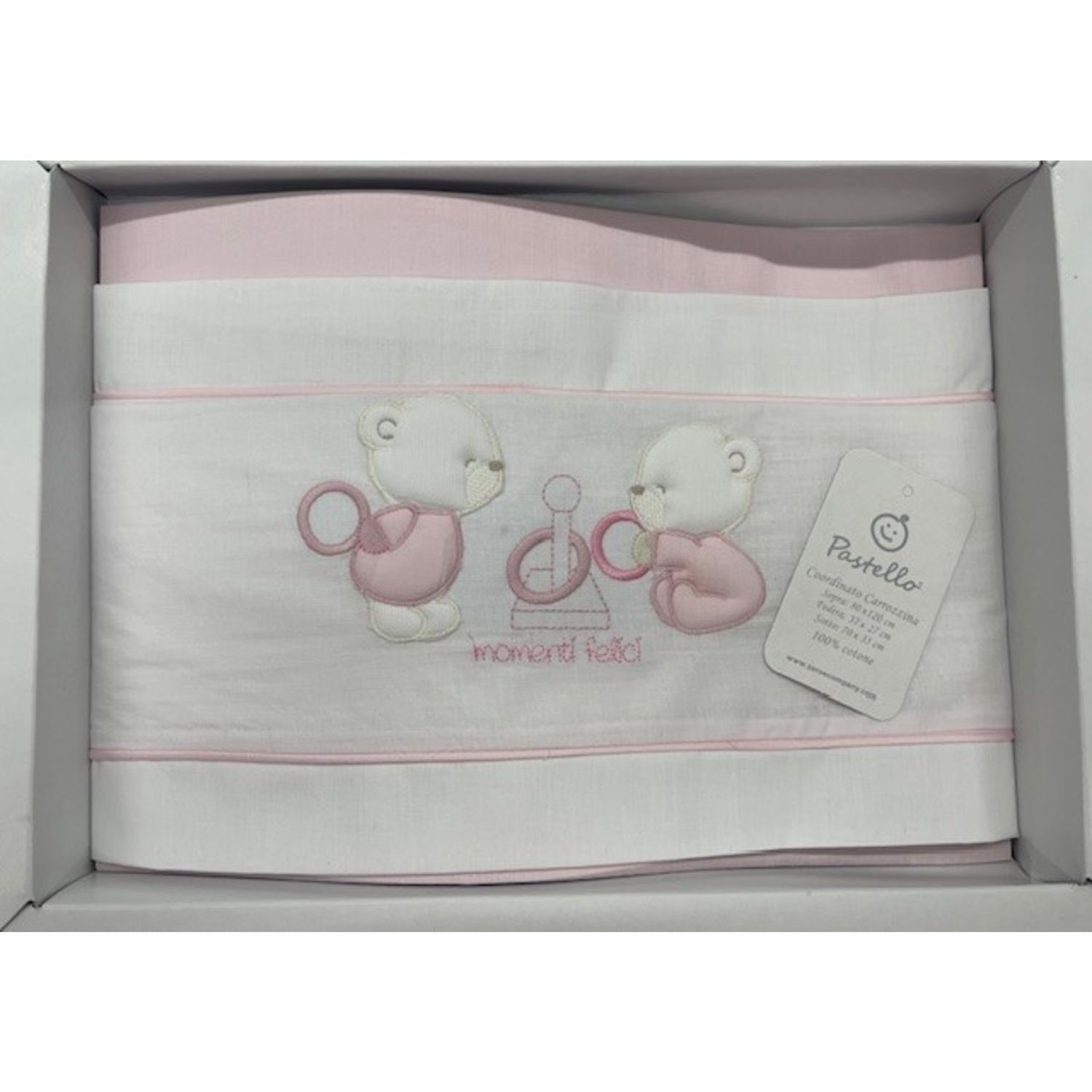 Lenz.max.culla 3 pz ricami - Pastello