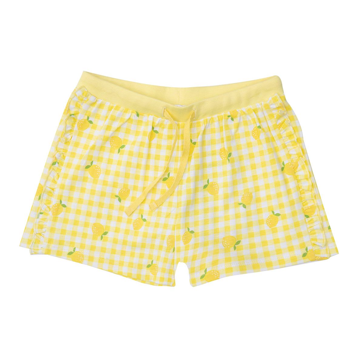 Short jersey bimba con frill gialli stampati - Mawi